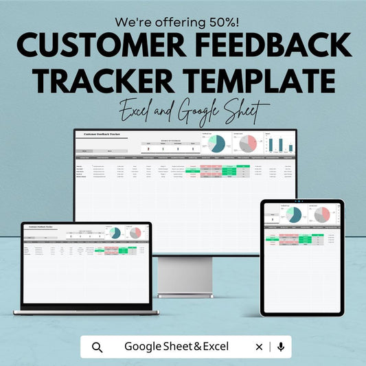 Customer Feedback Tracker Template | Feedback Management Spreadsheet | Customer Review Tracker | Excel & Google Sheets