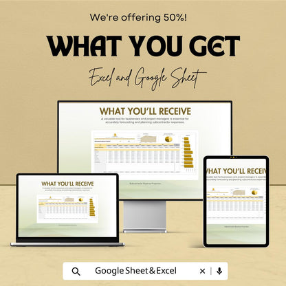 Subcontractor Expense Projection Template | Contractor Budget Planner | Project Expense Forecast | Subcontractor Cost Tracker