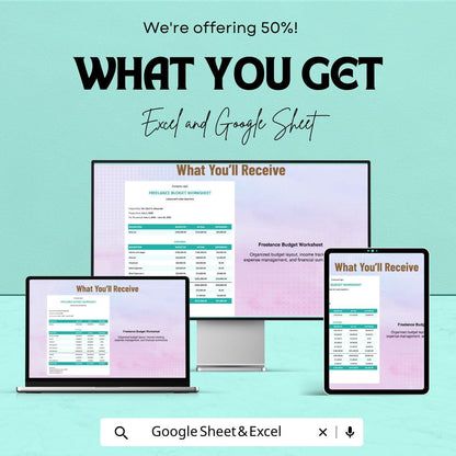 Freelance Project Budget Template | Excel and Google Sheets | Income & Expense Tracker | Freelancer Finance Planner | Budget Worksheet