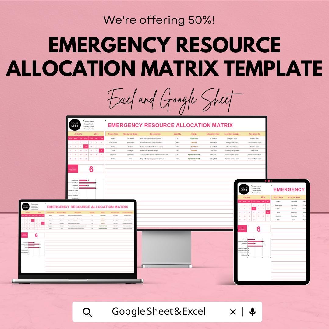 Emergency Resource Allocation Matrix Template | Emergency Planning, Resource Management & Crisis Response Spreadsheet