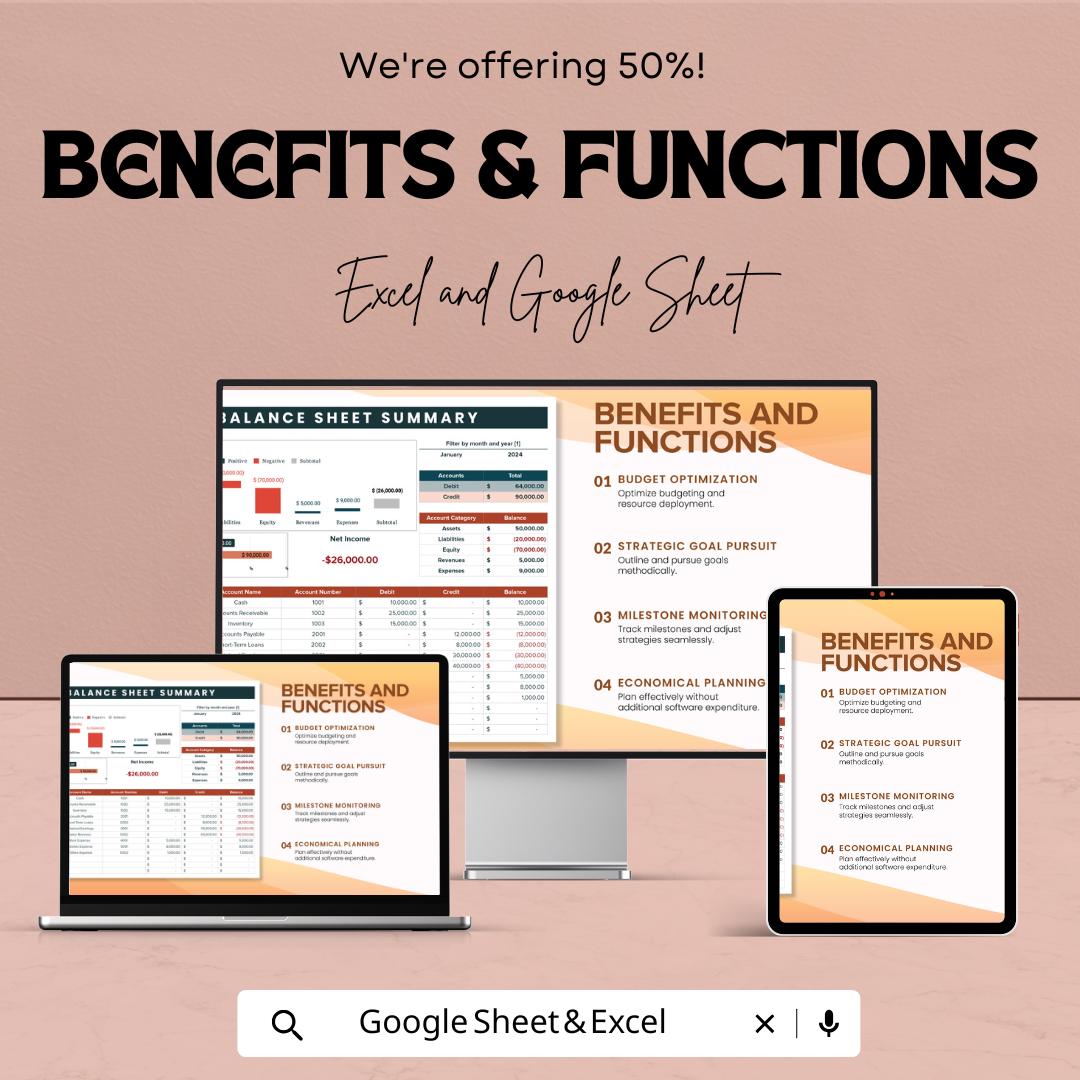 Finance Accounts Balancing Tool Template |  Balance Sheet Summary Template | Accounting Tracker | Financial Management Spreadsheet