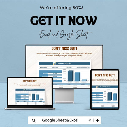 Bakery Budget Template | Bakery Expense Tracker Spreadsheet | Bakery Financial Planner | Excel & Google Sheets | Bakery Cost Calculator