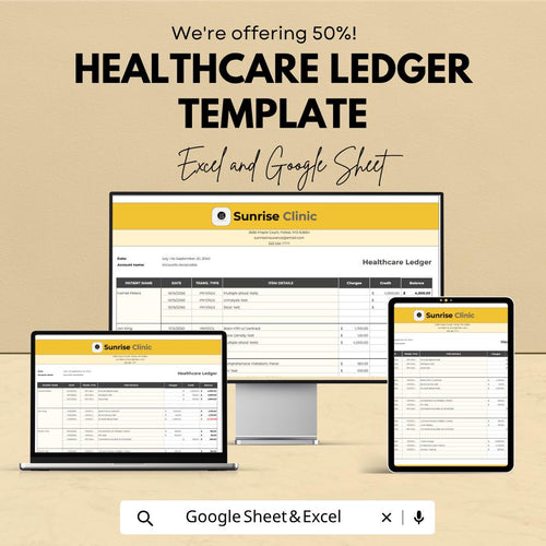 Healthcare Ledger Template | Medical Expense Tracker | Patient Billing Spreadsheet | Expense Log Book | Healthcare Accounting Sheet