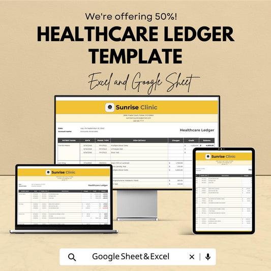 Healthcare Ledger Template | Medical Expense Tracker | Patient Billing Spreadsheet | Expense Log Book | Healthcare Accounting Sheet