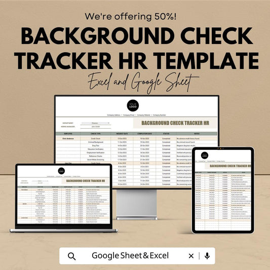 Background Check Tracker HR Template | Employee Screening Log | Hiring Compliance Spreadsheet | Recruitment Tracker