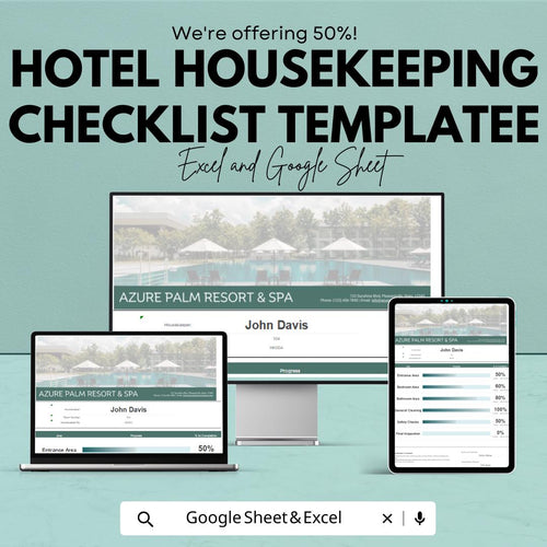 Hotel Housekeeping Checklist Template | Room Cleaning Schedule Tracker | Hotel Cleaning Log | Housekeeper Task List