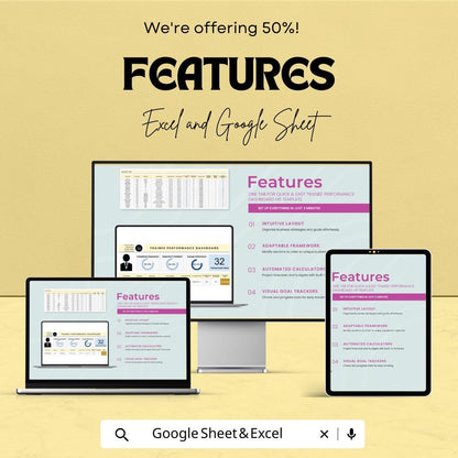 Trainee Performance Dashboard HR Sheet | Google Sheets & Excel | Employee Evaluation Template | HR KPI Tracker Spreadsheet