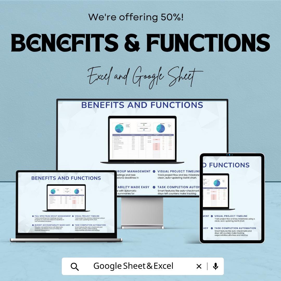Group Assignment Template | Student Project Tracker | Task Planner Spreadsheet | Gantt Chart & Budget Tracker | Team Project Dashboard