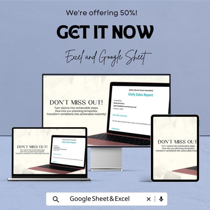 Daily Sales Report Template | Excel & Google Sheets | Business Sales Tracker | Printable Sales Log | Store Sales Summary Spreadsheet