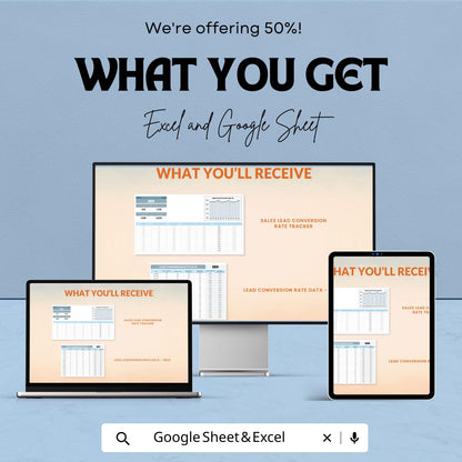 Sales Lead Conversion Tracker, Conversion Rate Spreadsheet, Sales Funnel Tracker, Lead Conversion Dashboard, Excel Google Sheets