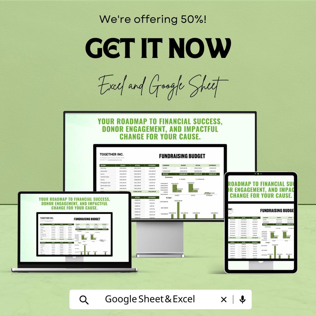 Fundraising Budget Template | Excel & Google Sheets | Nonprofit Budget Planner | Donation and Expense Tracker
