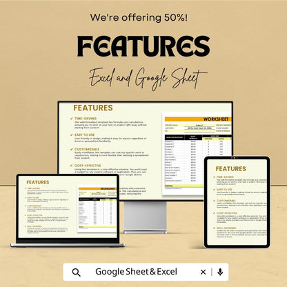 Construction Labor Worksheet Template | Construction Timesheet Spreadsheet | Contractor Payroll Tracker | Excel & Google Sheets |