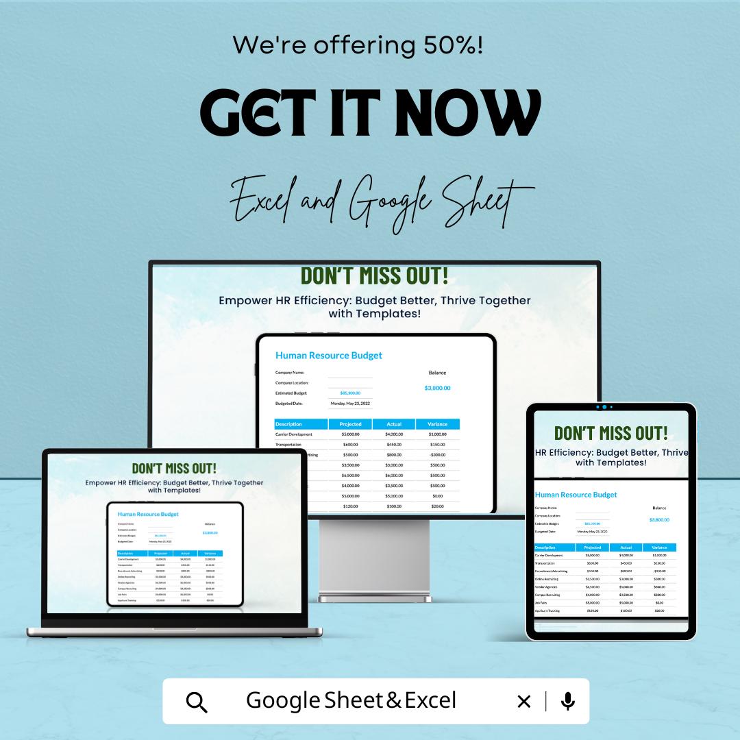 Human Resource Budget Template | HR Budget Planner Excel and Google Sheets | Employee Cost & Salary Tracker