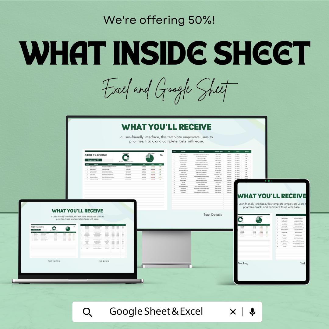 Task Tracking Template, Project Task Manager, To-Do List Spreadsheet, Team Task Organizer, Excel & Google Sheets Planner, Workflow Tracker