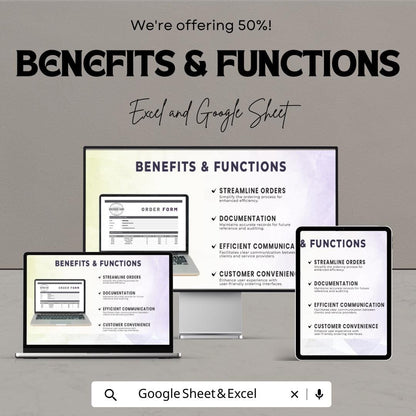 Order Forms for Small Business | Excel and Google Sheet Template | Streamline Your Orders & Boost Efficiency