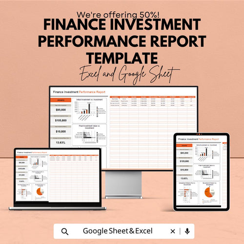 Finance Investment Performance Report Template | Investment Tracker Spreadsheet | Portfolio Performance Analysis | Finance Reporting Tool
