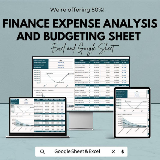 Finance Expense Analysis and Budgeting Sheet | Google Sheets Template for Financial Planning | Expense Tracking & Budget Comparison