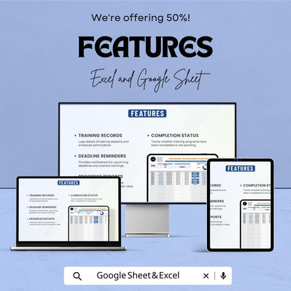 Operations Training Completion Tracker Template | Employee Training Log | HR Training Tracker | Staff Compliance Record