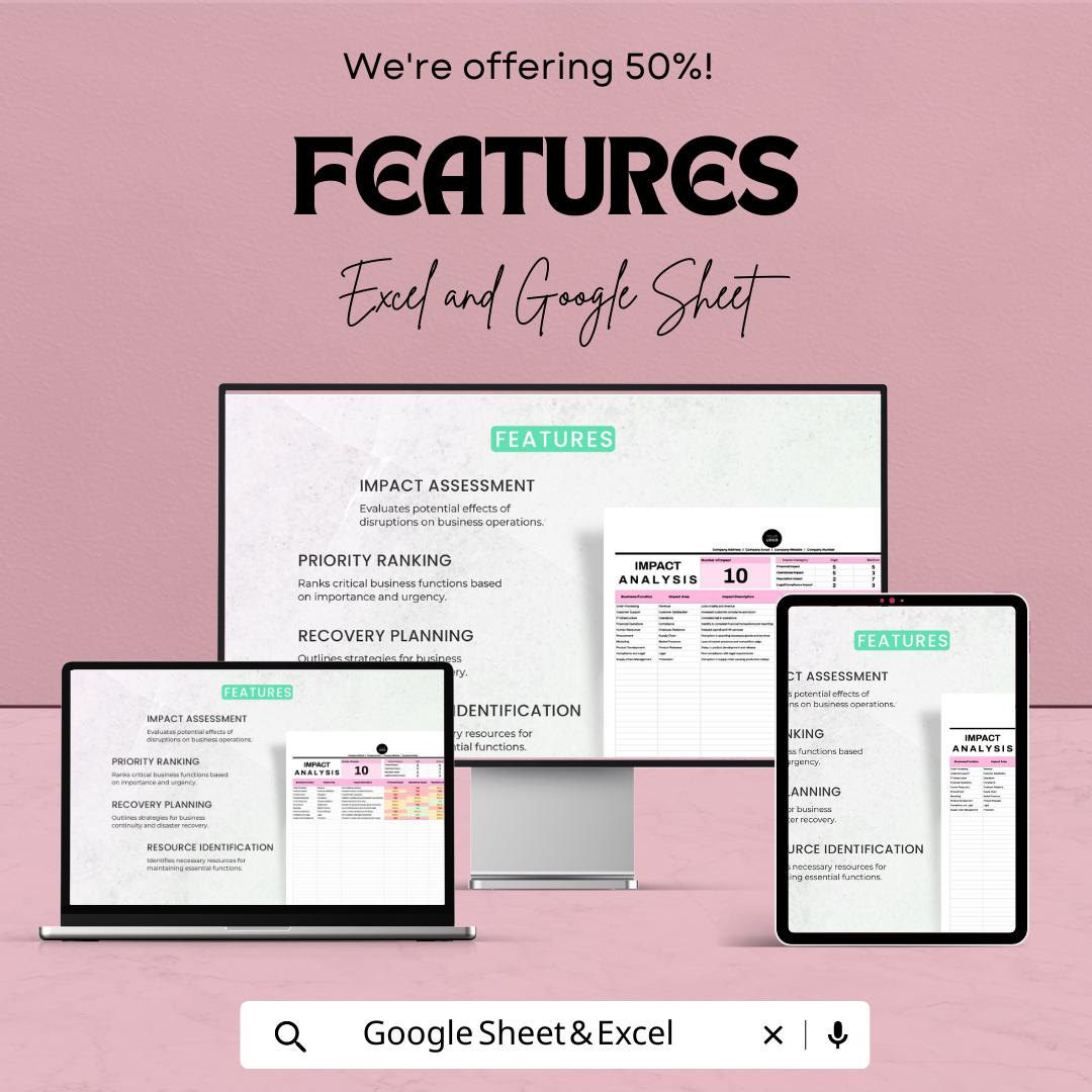 Operations Business Impact Analysis Template | Excel & Google Sheets | BIA Tool | Business Continuity Planning