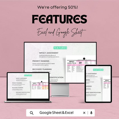 Operations Business Impact Analysis Template | Excel & Google Sheets | BIA Tool | Business Continuity Planning