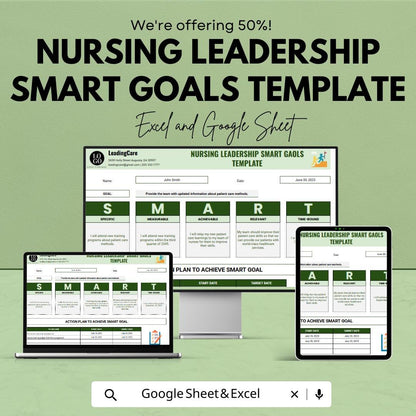 Nursing SMART Goals Template | Nursing Leadership Goal Planner | Nurse Professional Development Tracker | SMART Goal Worksheet