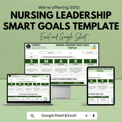 Nursing SMART Goals Template | Nursing Leadership Goal Planner | Nurse Professional Development Tracker | SMART Goal Worksheet