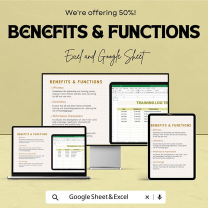 New Hire Training Log HR Template | Employee Onboarding Tracker | Training Log Spreadsheet | Excel & Google Sheets