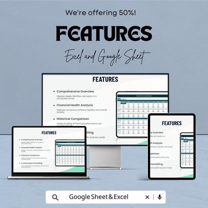 Balance Sheet & Income Statement Template | Excel and Google Sheets | Financial Statement Template | Business Accounting Spreadsheet