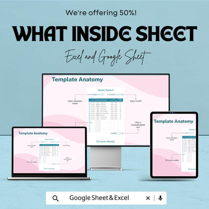 Volunteer Timesheet Template for Excel and Google Sheets - Track Hours & Tasks for Volunteers - Customizable Time Tracking Spreadsheet