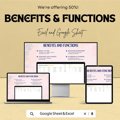 Accounting Asset Entry and Adjustment Template | fixed Asset Register | Google Sheets and Excel Template | Finance & Accounting Tool