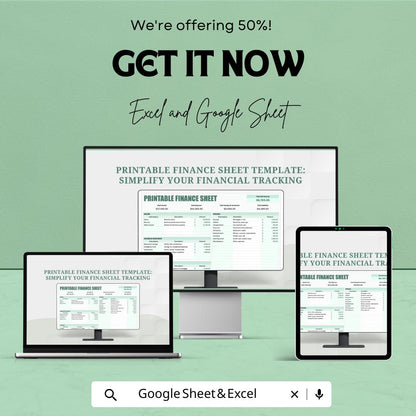 Printable Finance Sheet Template | Income and Expense Tracker | Budget Planner | Savings & Expense Log | Financial Planning Sheet