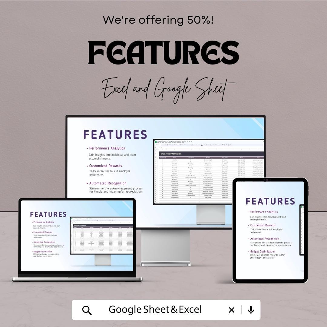 HR Reward & Recognition Dashboard | Quarterly Employee Tracker | Excel and Google Sheets | Motivation and KPI Dashboard | Instant Download