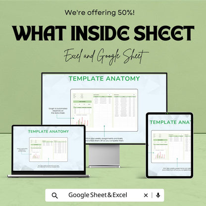 Weekly Assignment Sheet - Excel & Google Sheets Template for Organizing and Tracking Student Assignments