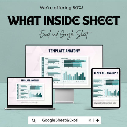 Clustered Bar Chart Sheet for Data Analysis | Excel and Google Sheet Template | Customizable Business Chart | Sales & Progress Visualization