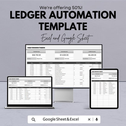 Ledger Automation Template | Automated Accounting Spreadsheet | Business Finance Tracker | Transaction Log Template