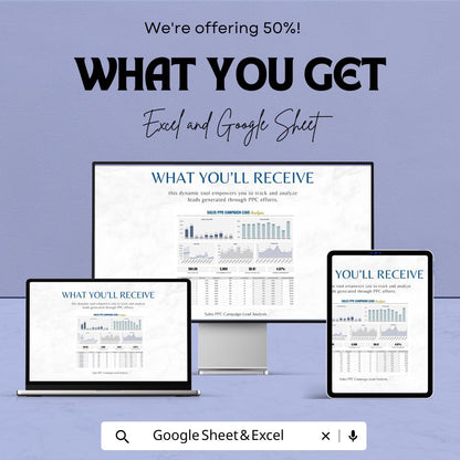 Sales PPC Campaign Lead Analysis Template | PPC Marketing Dashboard | Cpc CTR Conversion Tracker
