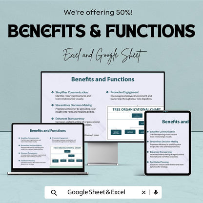 Tree Organizational Chart Sheet - Excel and Google Sheet Template | 50% Off | Customizable & Easy-to-Use
