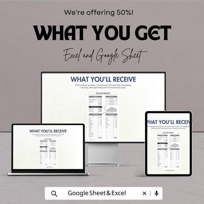 College Budget Template | Student Budget Planner Monthly Expense Tracker | Financial Planning Spreadsheet Digital Download