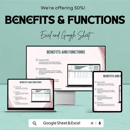 Advertising Media ROI Calculator Template | Excel & Google Sheets | Marketing ROI Calculator | Ad Performance Analysis Worksheet |