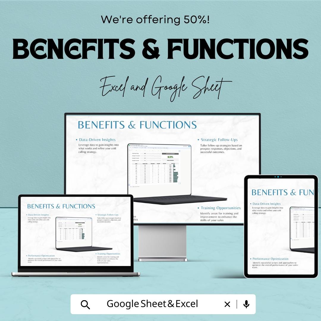 Sales Cold Call Success Rate Template | Excel & Google Sheets | Sales Call Tracker | Cold Calling Performance Analysis
