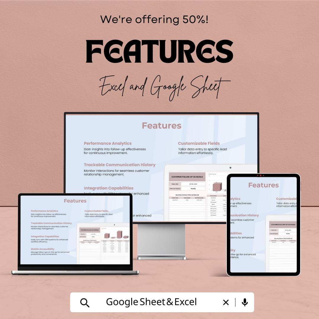 Customer Follow-Up Schedule Sheet | Excel and Google Sheets Template for Client Management & Reminders