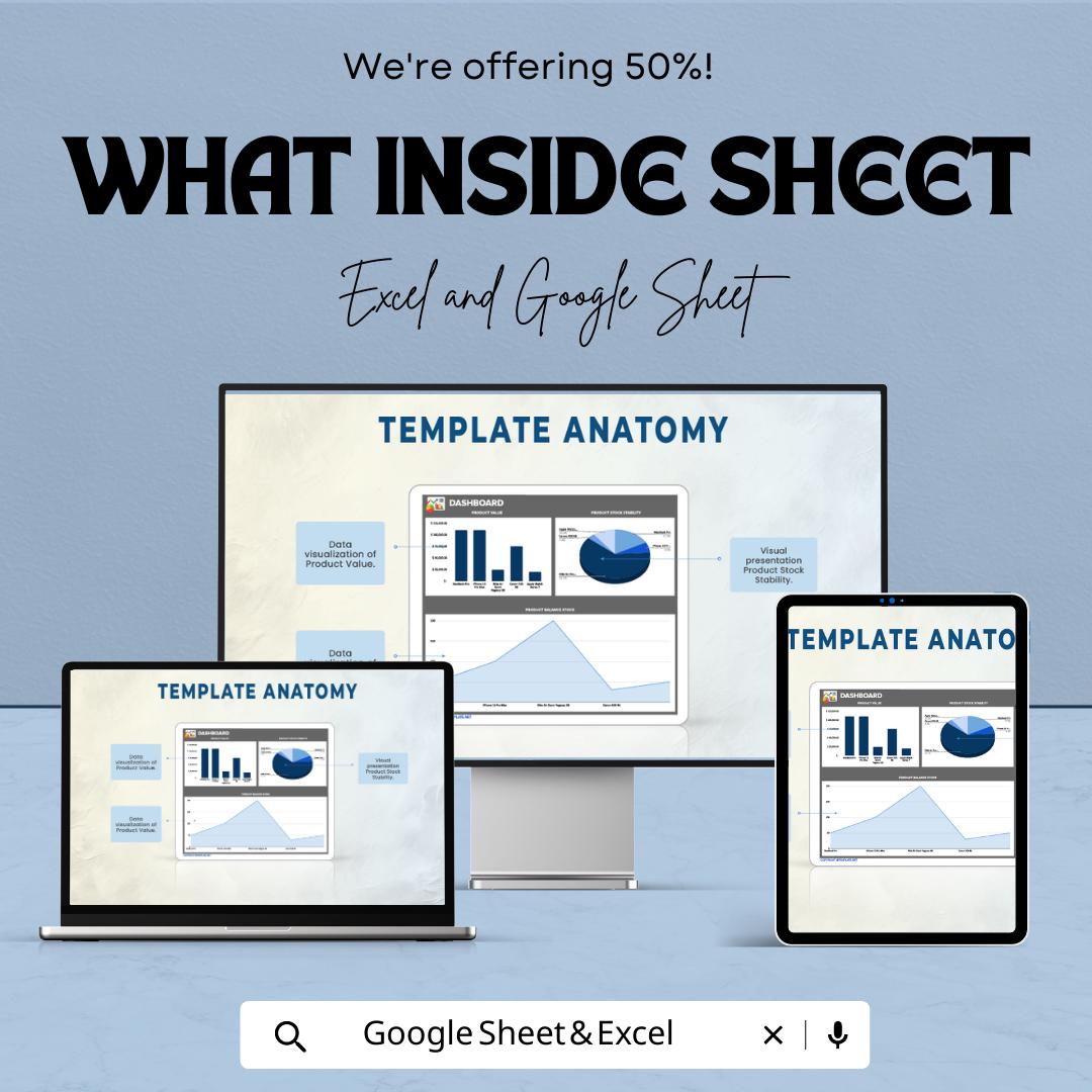 Inventory Control Sheet Template Excel, Stock Management sheet, Inventory Tracker, Product Management Dashboard, Google Sheets Inventory Log