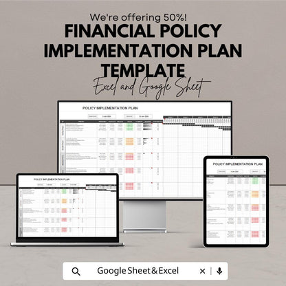 Financial Policy Implementation Plan Template | Excel & Google Sheets | Policy Action Plan, Compliance Planning, Strategy Framework