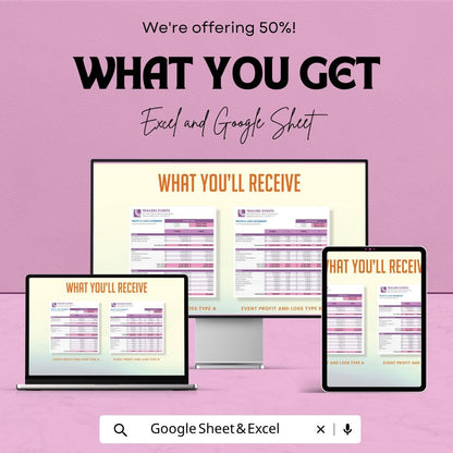Event Profit and Loss Template | Profit and Loss Spreadsheet | Event Budget Tracker | Business Income Expense Sheet | Excel & Google Sheets