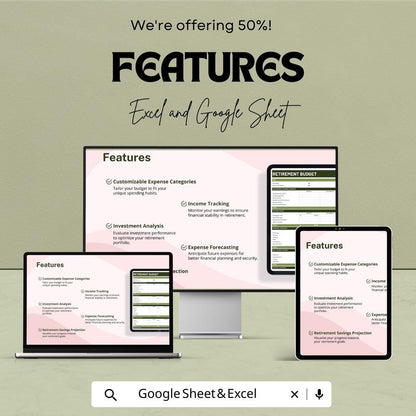 Early Retirement Budget | Excel and Google Sheets Retirement | Financial Independence Tracker | Income and Expense | Savings Forecast Tool
