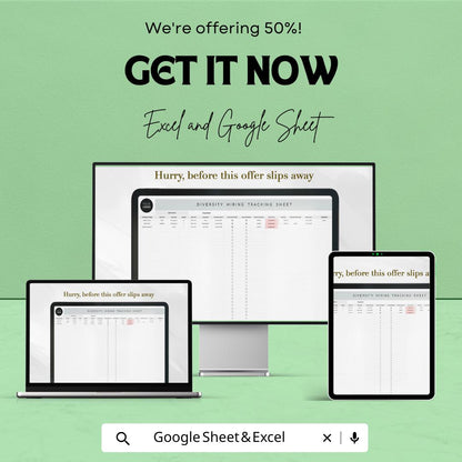 Diversity Hiring Tracking Sheet HR Template | Excel & Google Sheets | Inclusive Recruitment Tracker | HR Hiring Dashboard