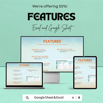 Quality Control Analysis Template | Excel & Google Sheets QC Checklist | Process Quality Tracker | Quality Management Spreadsheet