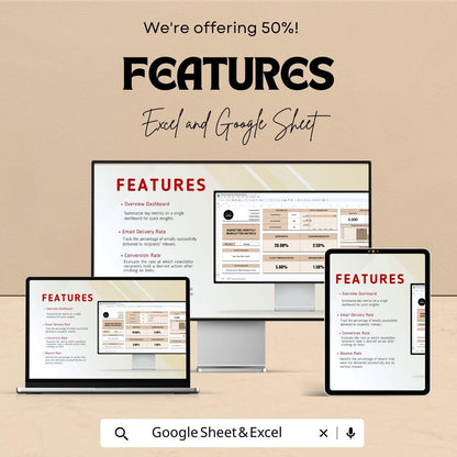 Marketing Monthly Newsletter Metrics Template | Email Analytics Tracker | Newsletter KPI Dashboard | Excel & Google Sheets Template | Email