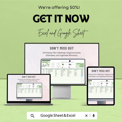 Administration Meeting Schedule Planner Template | Admin Meeting Scheduler | Excel & Google Sheets Planner | Office Meeting Organizer