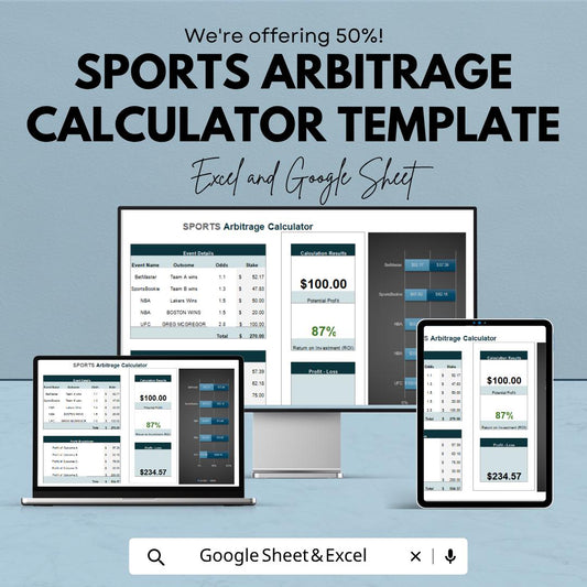 Sports Arbitrage Calculator Template | Arbitrage Betting Calculator | Surebet Calculator | Odds Profit Spreadsheet